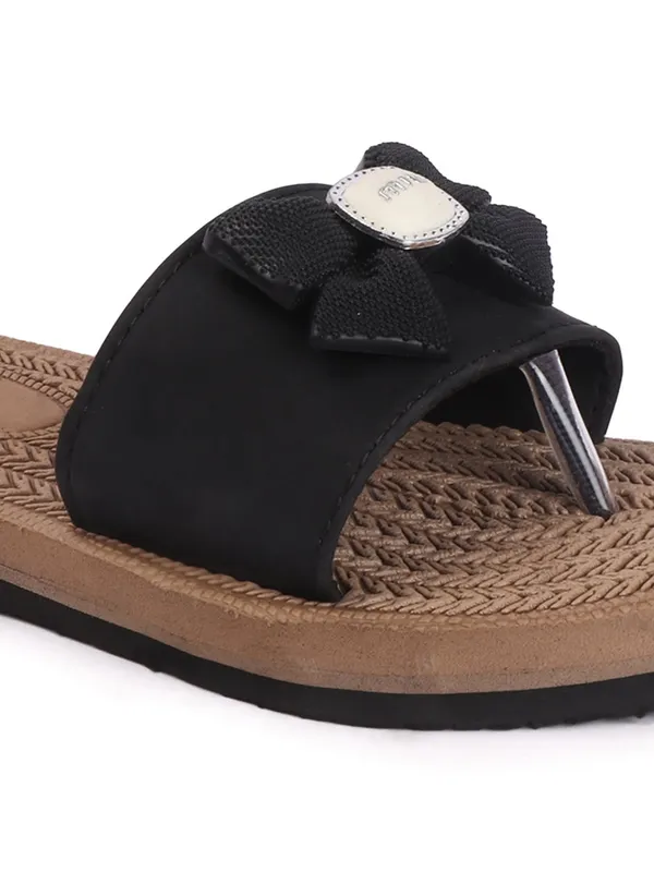 Black_Handcrafted_Bow-Detailed_Comfort_Slide_Chappal