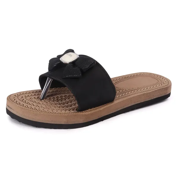 Black_Handcrafted_Bow-Detailed_Comfort_Slide_Chappal