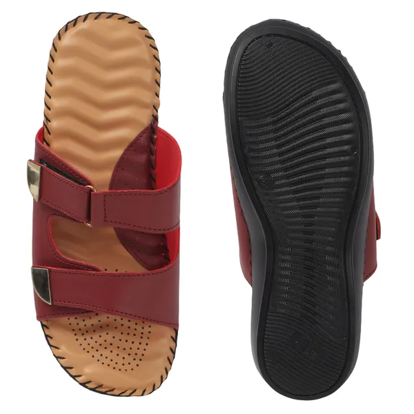 Maroon_Handcrafted_Adjustable-Strap_Comfort_Wedge_Chappal
