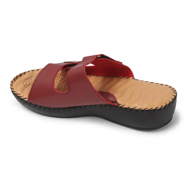 Maroon_Handcrafted_Adjustable-Strap_Comfort_Wedge_Chappal