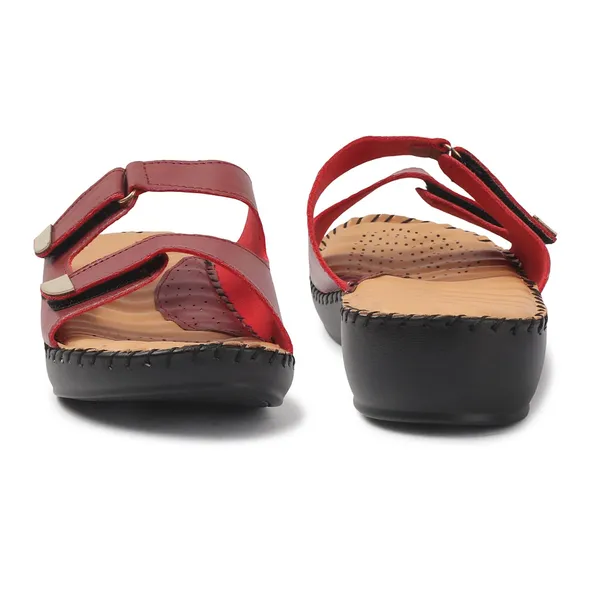 Maroon_Handcrafted_Adjustable-Strap_Comfort_Wedge_Chappal
