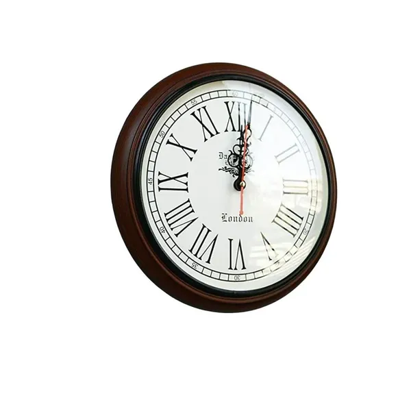 Wooden_Wall_Clock_With_Roman_Numerals