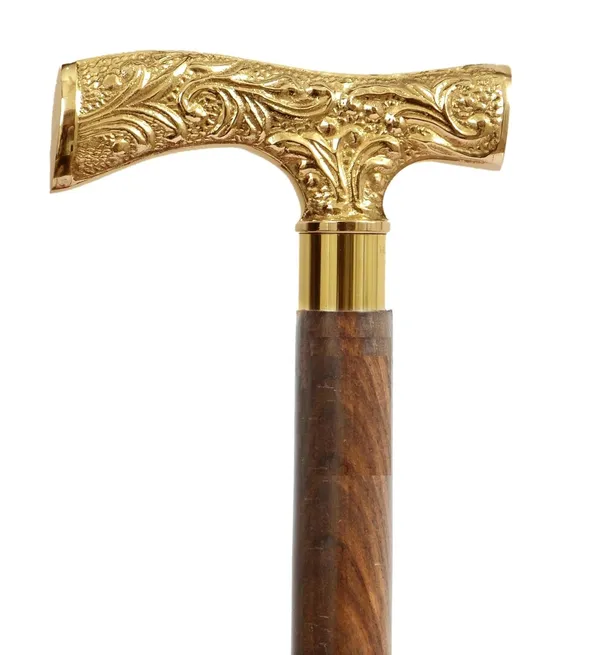 Ebony_Wood_Cane_With_Brass_Handle
