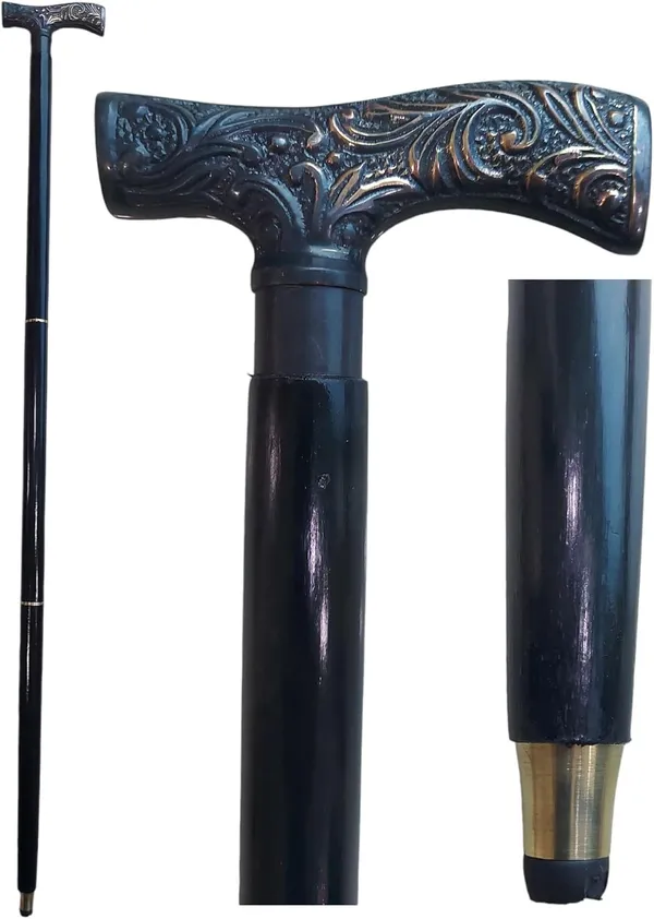 Foldable_Brass_And_Wood_Walking_Stick