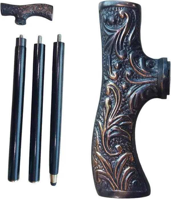 Foldable_Brass_And_Wood_Walking_Stick