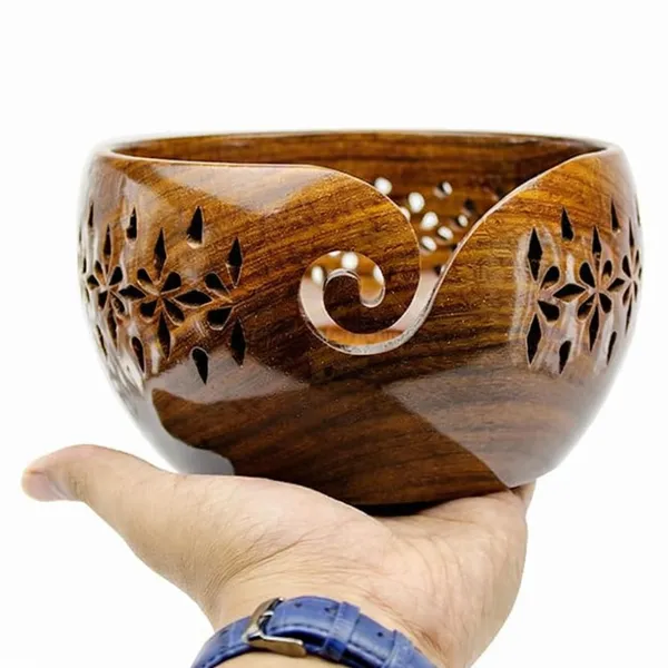 Rosewood_Wooden_Yarn_Storage_Bowl_With_Carved_Floral_Design_Knitting_And_Crochet_Organiser_6_Inches_Natural_Wood_Grain_Finish