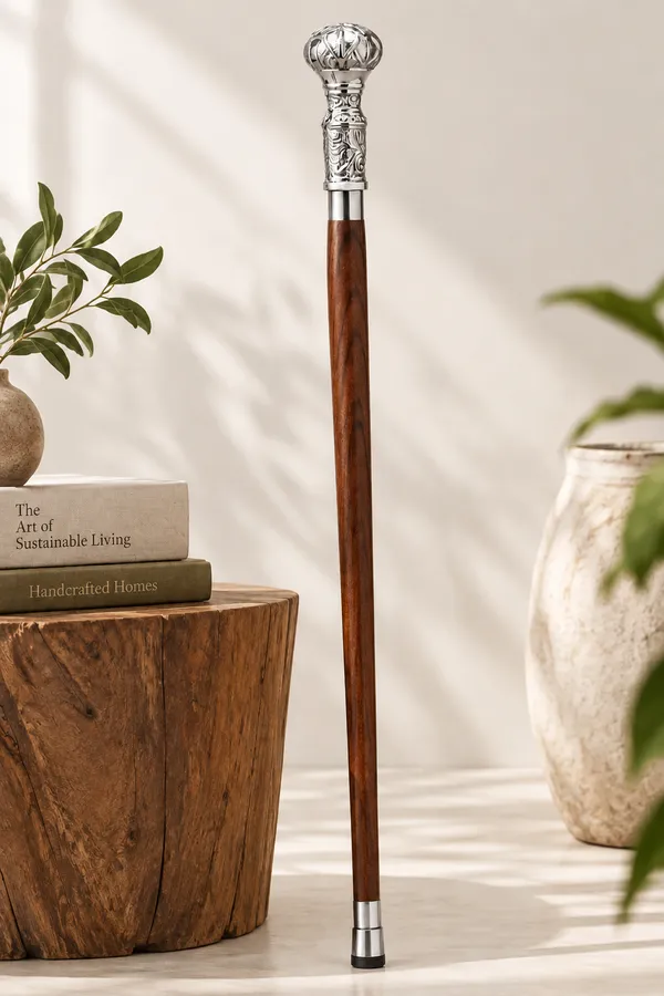 Foldable_Walking_Stick_With_Knob_Handle_(Silver_Finish)
