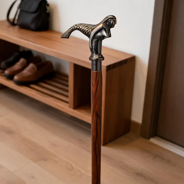 Wooden_Foldable_Walking_Stick_With_Mermaid_Handle