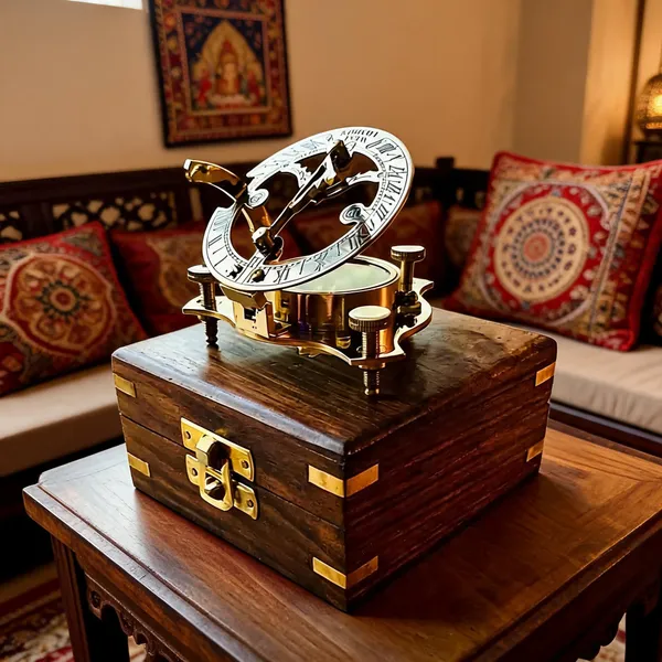 Brass_Sundial_Compass_With_Wooden_Box