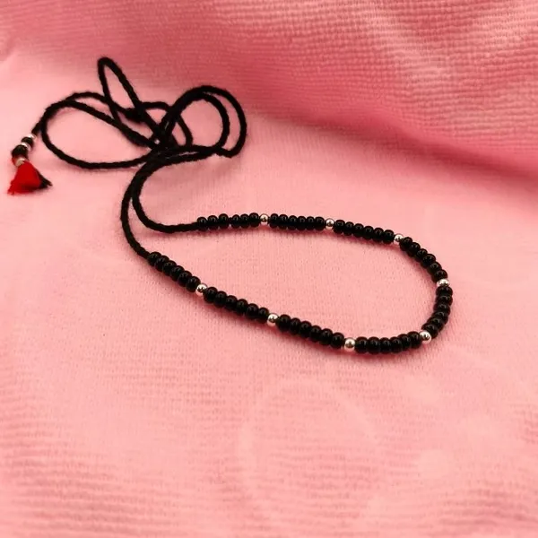 925_Sterling_Silver_Baby_Tagdi_with_Black_Beads_&_Red_Tassel_|_Traditional_Adjustable_Kamarbandh_Waist_Chain_for_Newborns,_Infants,_Toddlers