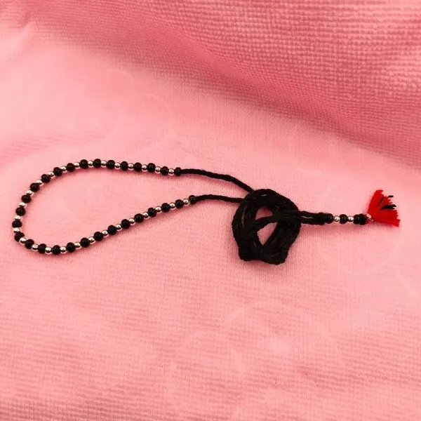 925_Sterling_Silver_Baby_Tagdi_with_Black_Beads_&_Red_Tassel_|_Traditional_Adjustable_Kamarbandh_Waist_Chain_for_Newborns,_Infants,_Toddlers