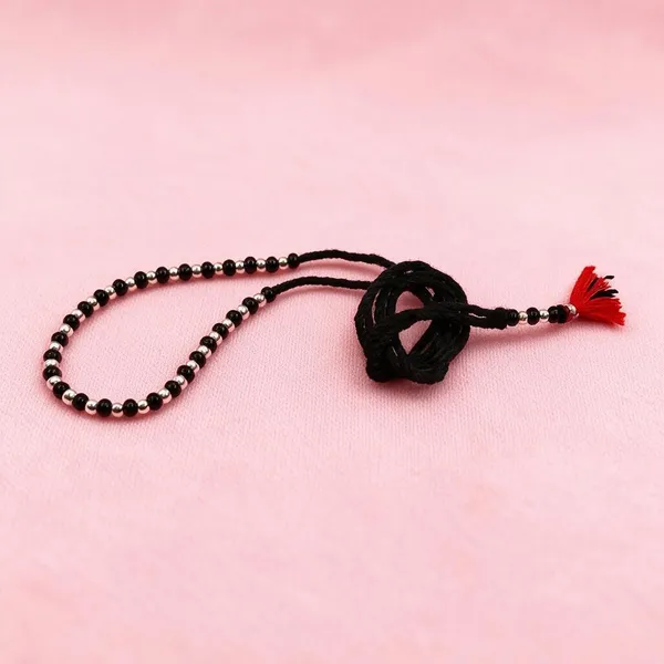925_Sterling_Silver_Baby_Tagdi_with_Black_Beads_&_Red_Tassel_|_Traditional_Adjustable_Kamarbandh_Waist_Chain_for_Newborns,_Infants,_Toddlers