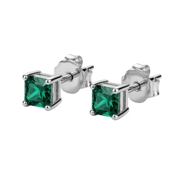 925_Sterling_Silver_Green_Stud_Earrings_For_Men_&_Boys_Square_Cut_Stud_Earrings