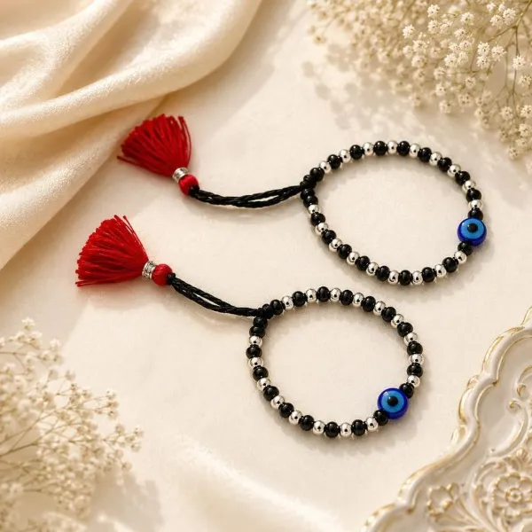 925_Sterling_Silver_Baby_Nazariya_Pair_with_Blue_Evil_Eye_&_Red_Tassels_|_Adjustable_Black_Thread_Bracelets_for_Newborns_&_Infants