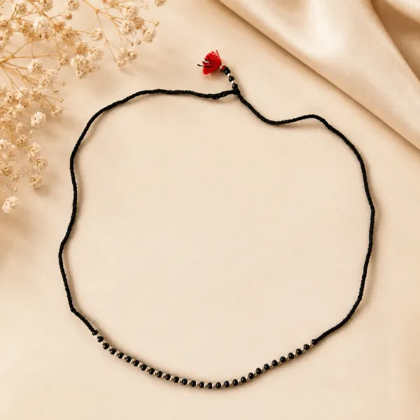 925_Sterling_Silver_Baby_Tagdi_with_Black_Beads_&_Red_Tassel_|_Traditional_Adjustable_Kamarbandh_Waist_Chain_for_Newborns,_Infants,_Toddlers