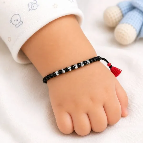 925_Sterling_Silver_Baby_Nazariya_Pair_with_Spaced_Black_Beads_&_Red_Tassels_|_Adjustable_Protection_Bracelets_for_Newborns,_Infants,_Toddlers
