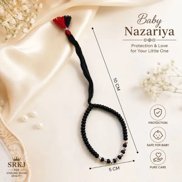 925_Sterling_Silver_Baby_Nazariya_Pair_with_Spaced_Black_Beads_&_Red_Tassels_|_Adjustable_Protection_Bracelets_for_Newborns,_Infants,_Toddlers