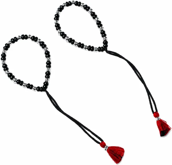 925_Sterling_Silver_Baby_Nazariya_Bracelet_Pair_with_Black_Beads_&_Red_Tassels_|_Adjustable_Black_Thread_Nazariya_for_Newborns_&_Infants