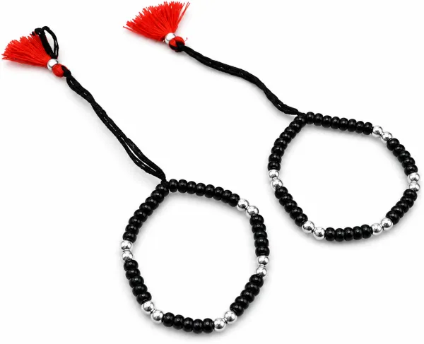 925_Sterling_Silver_Baby_Nazariya_Pair_with_Black_Beads_&_Red_Tassels_|_Adjustable_Kala_Dhaga_Bracelets_for_Newborns,_Infants,_Toddlers
