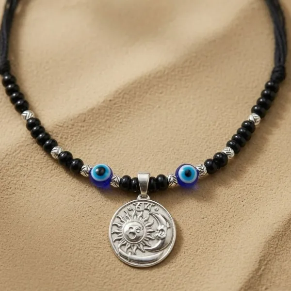 SRKJ_925_Sterling_Silver_Black_Thread_Evil_Eye_Necklace_with_Sun_Pendant