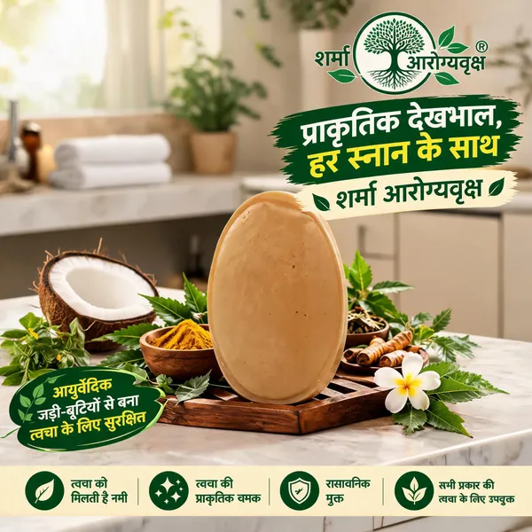 Sharma_Arogyavaksh_Neem_Tulsi_Turmeric_Ayurvedic_Herbal_Soap_Bar