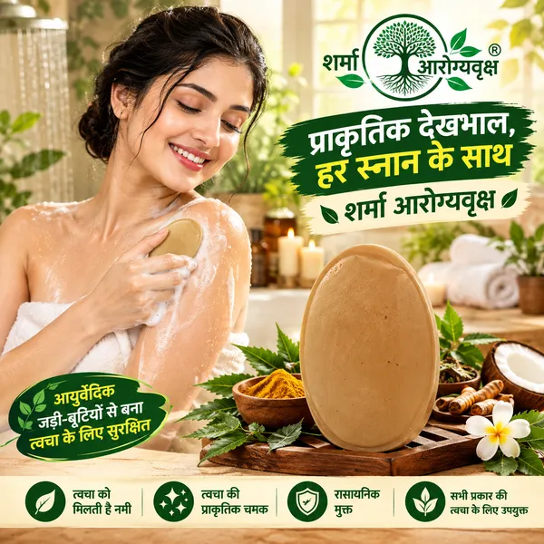 Sharma_Arogyavaksh_Neem_Tulsi_Turmeric_Ayurvedic_Herbal_Soap_Bar