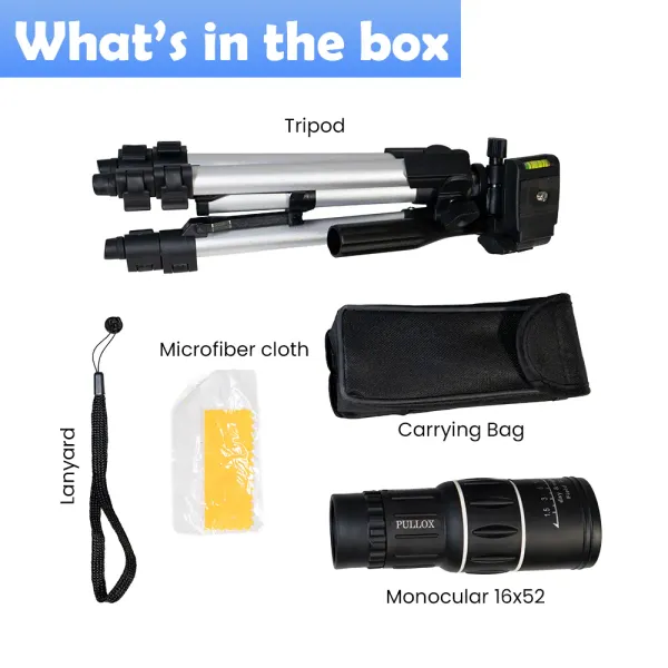 Pullox_16X52_Hd_Dual_Focus_Monocular_With_Tripod_Black