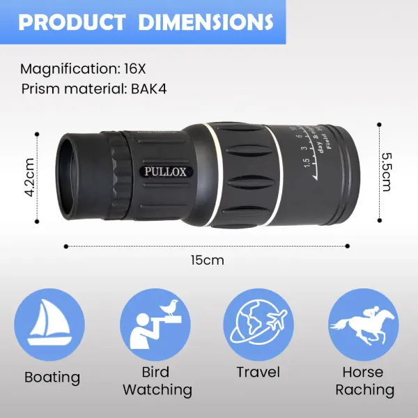 Pullox_16X52_Hd_Dual_Focus_Monocular_With_Tripod_Black