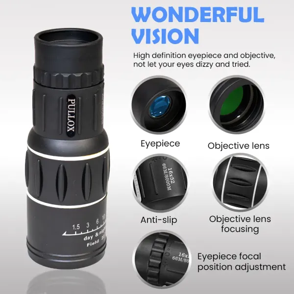 Pullox_16X52_Hd_Dual_Focus_Monocular_With_Tripod_Black
