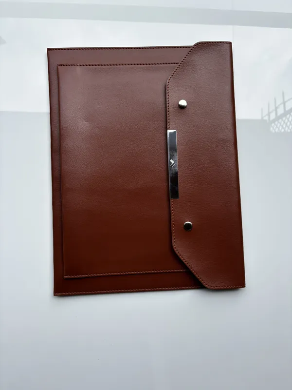 Brown_Vegan_Leather_Snap_Closure_Document_Folder