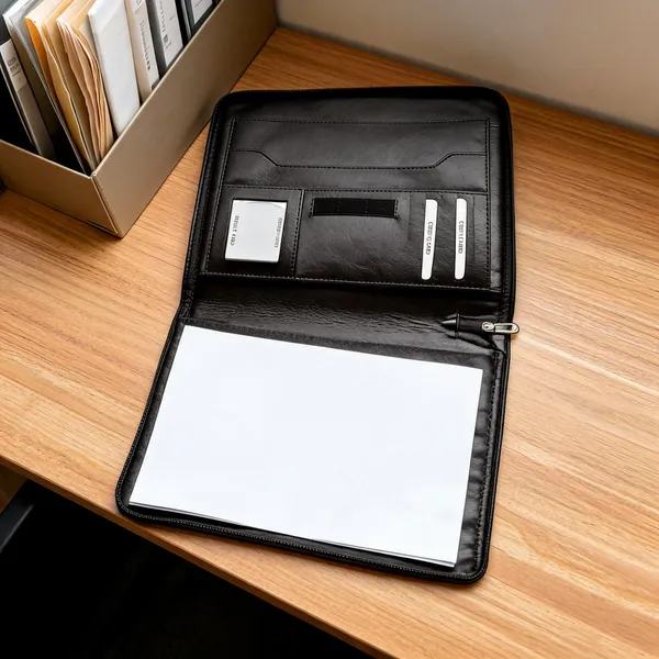 Black_Vegan_Leather_Zippered_Document_Portfolio_For_Office