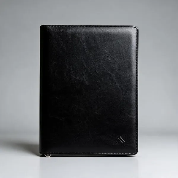 Black_Vegan_Leather_Zippered_Document_Portfolio_For_Office