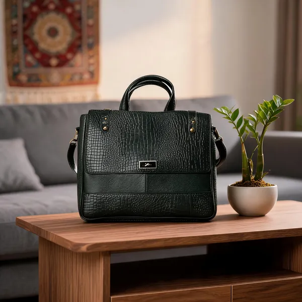 Dark_Green_Genuine_Leather_Structured_Handbag_For_Women