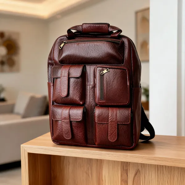 Brown_Genuine_Leather_Casual_Backpack_For_Men