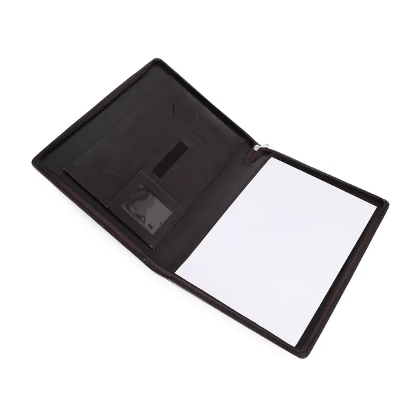 Brown_Vegan_Leather_Zippered_Document_Portfolio_For_Office