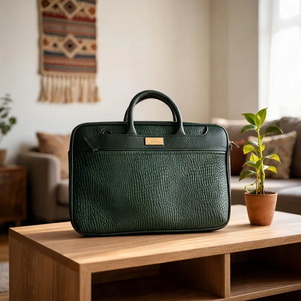 Dark_Green_Vegan_Leather_Laptop_Bag_For_Office