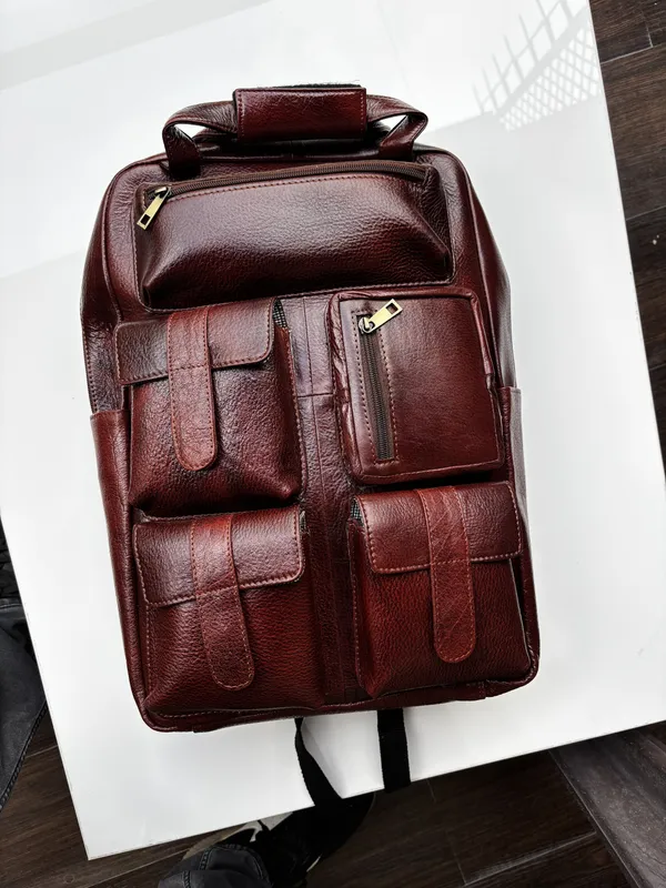Brown_Genuine_Leather_Casual_Backpack_For_Men