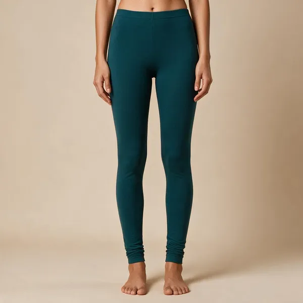 Peacock_Blue_Cotton_Lycra_Churidar_Leggings_For_Women