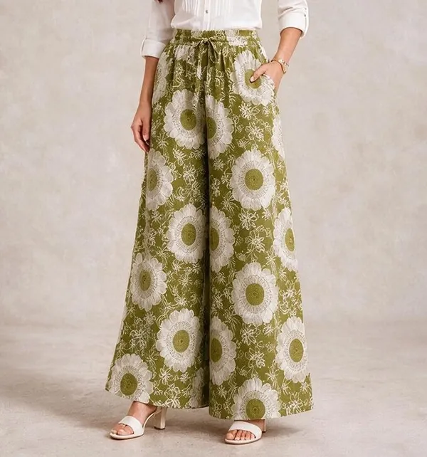 Green_Pure_Cotton_Flared_Palazzo_For_Women