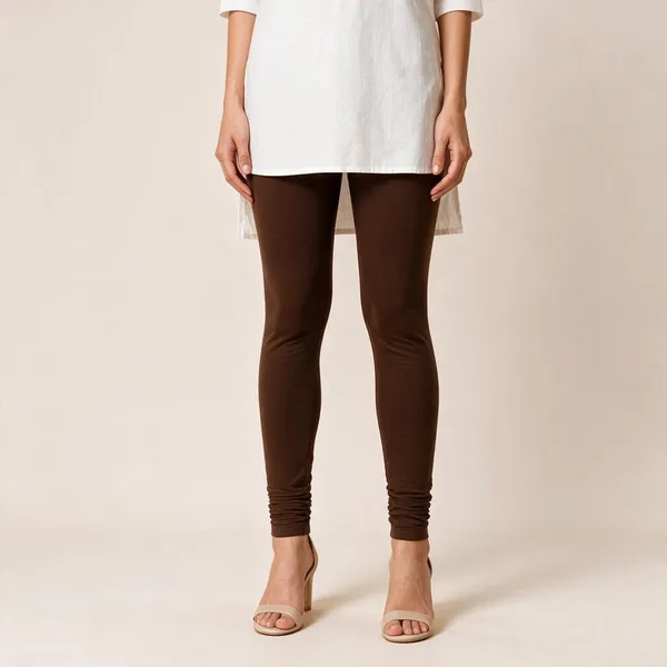 Coffee_Cotton_Lycra_Churidar_Leggings_For_Women