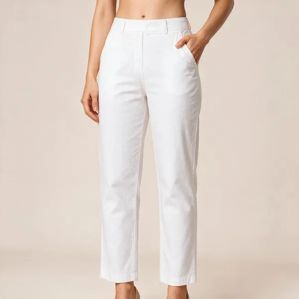 White_Premium_Cotton_Lycra_Straight_Fit_Pants_For_Women