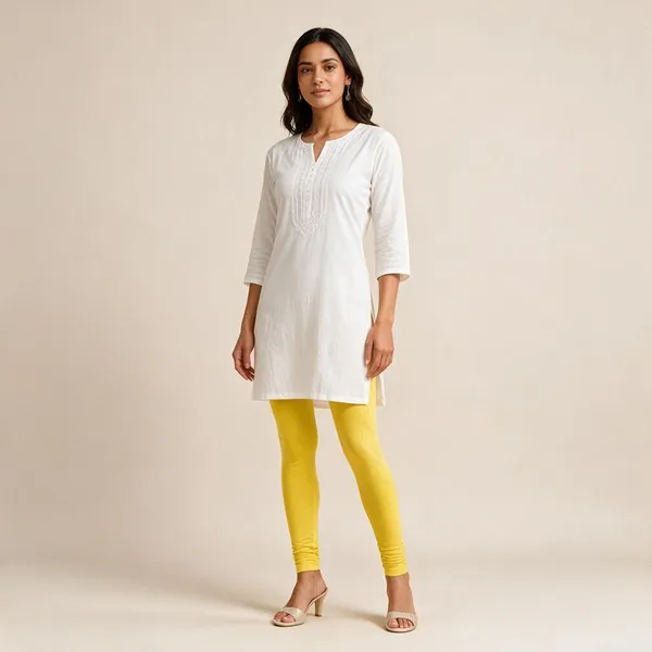 Yellow_Cotton_Lycra_Churidar_Leggings_For_Women