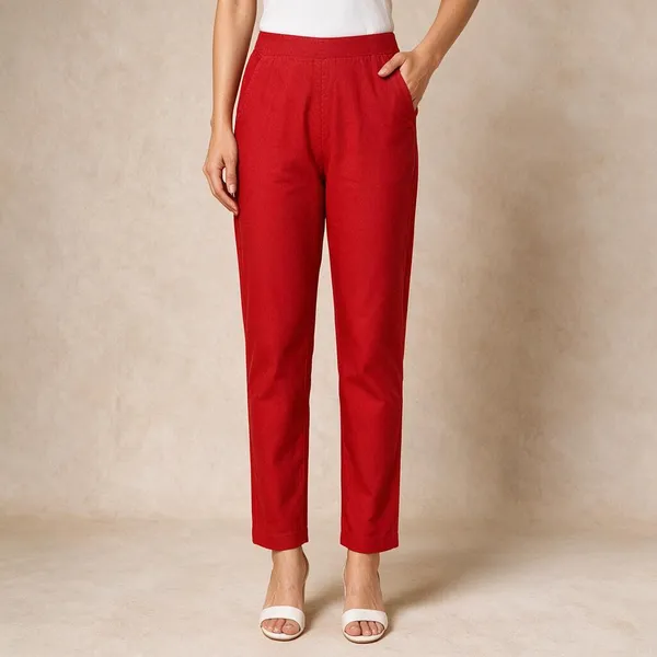 Red_Premium_Cotton_Lycra_Straight_Fit_Pants_For_Women