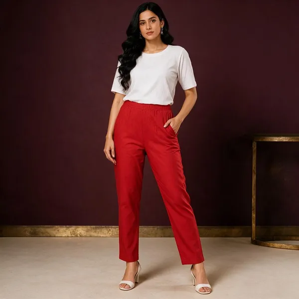 Red_Premium_Cotton_Lycra_Straight_Fit_Pants_For_Women