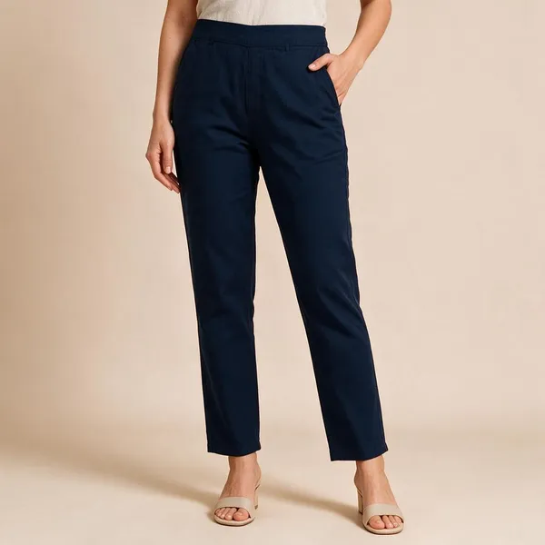 Navy_Blue_Premium_Cotton_Lycra_Straight_Fit_Pants_For_Women