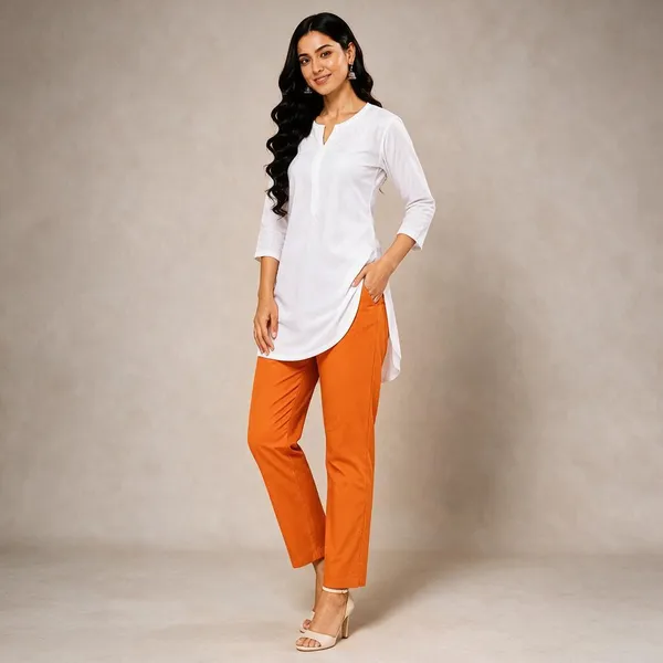 Orange_Premium_Cotton_Straight_Fit_Pants_For_Women