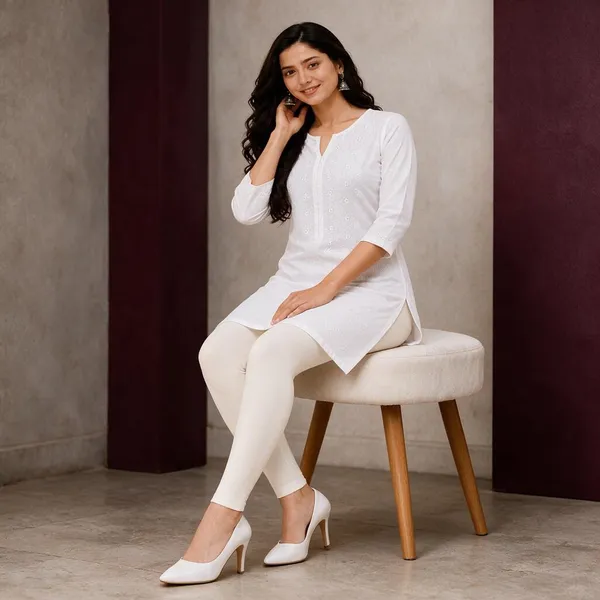 Off_White_Cotton_Lycra_Ankle_Length_Leggings_For_Women