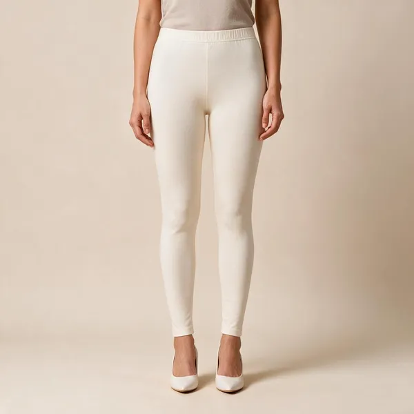 Off_White_Cotton_Lycra_Ankle_Length_Leggings_For_Women