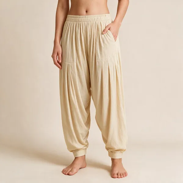 Cream_Pure_Cotton_Patiala_Salwar_Pant_For_Women