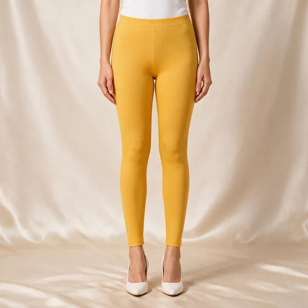 Mango_Yellow_Cotton_Lycra_Ankle_Length_Leggings_For_Women